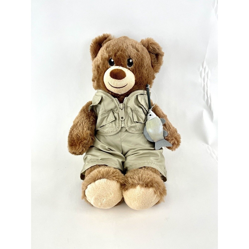Build A Bear With Fly Fishing Outfit Waders Vest with fishing Pole  SUPER CUTE!